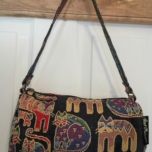 Laurel Burch Black and Red Animal Print Shoulder Bag